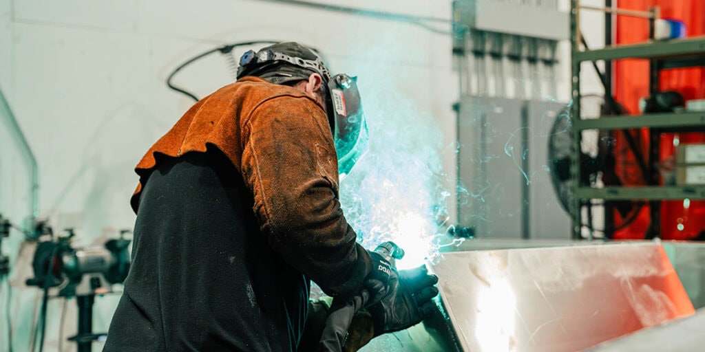 sparks flying from welding process