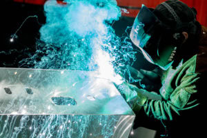 sparks flying from welding process