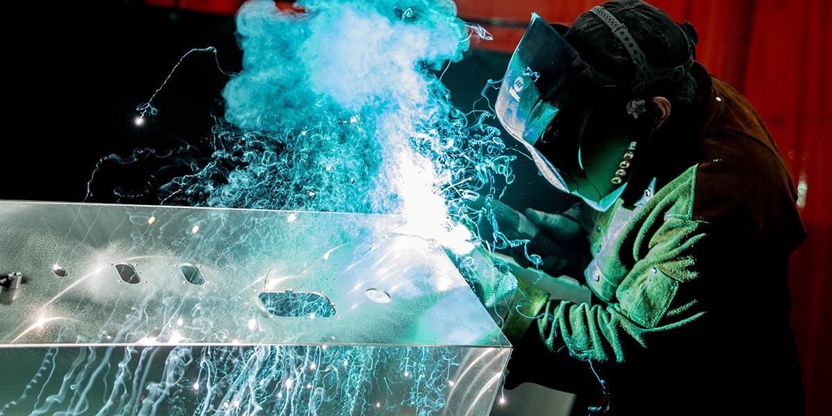 sparks flying from welding process